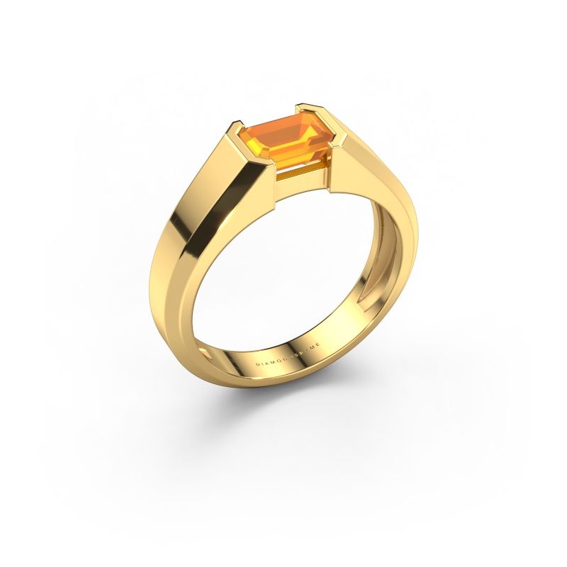 Men's ring Rick 585 gold citrin 7x5 mm