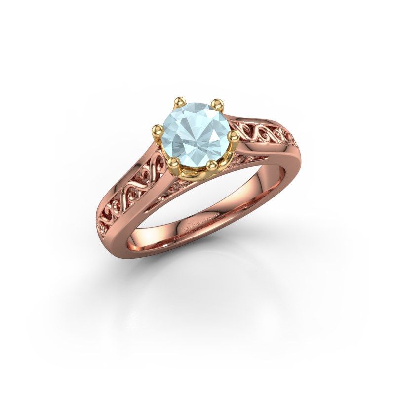 Image of Engagement ring shan<br/>585 rose gold<br/>Aquamarine 6 mm