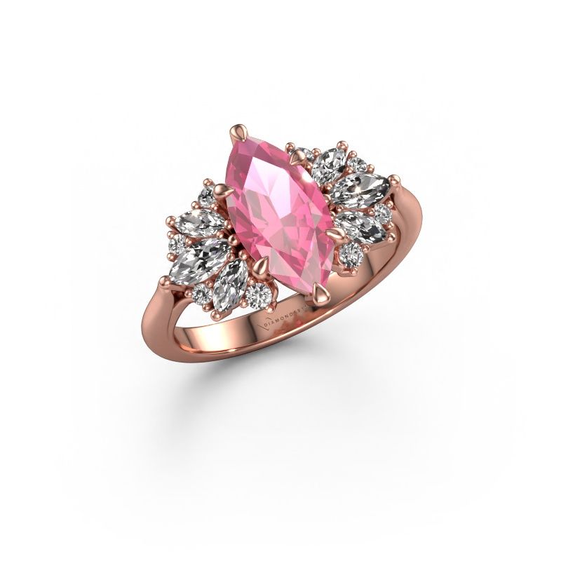 Verlobungsring Jaimie 585 Roségold Pink Saphir 12x6 mm