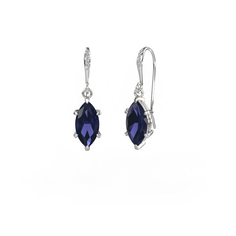 Pendants d'oreilles Laurie MRQ 2 585 or blanc saphir 10x5 mm