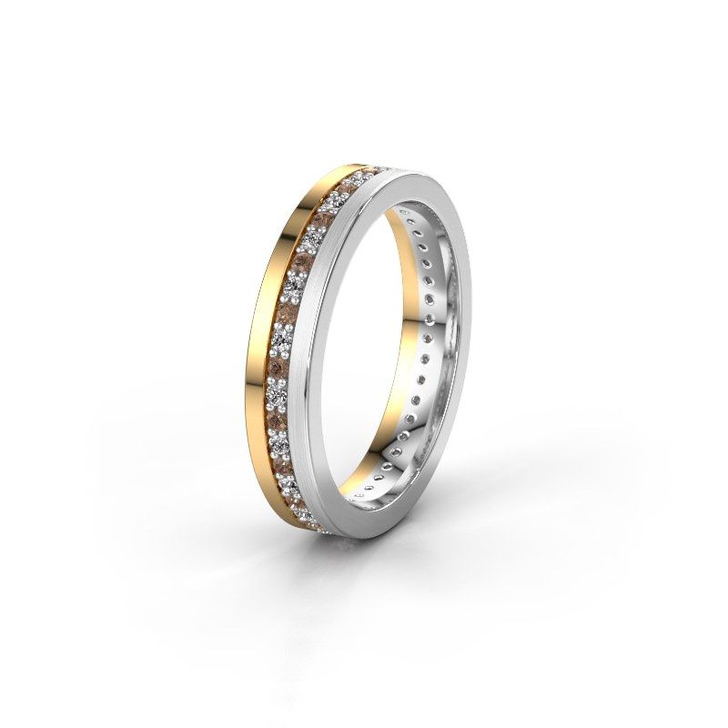 Afbeelding van Trouwring WH0203L14BPM<br/>585 goud ±4x2 mm<br/>Bruine diamant 0.44 crt