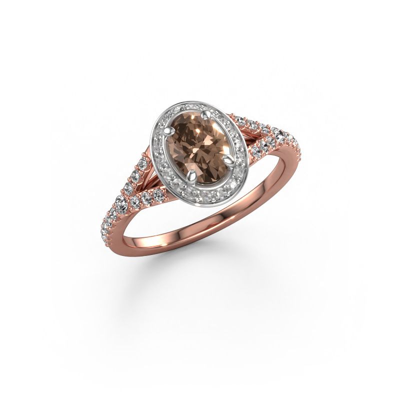 Engagement ring Pamela OVL 585 rose gold brown diamond 1.036 crt