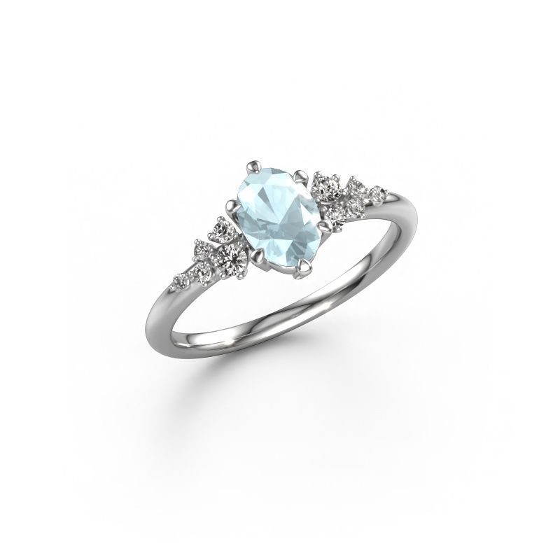 Ring Royce OVL 585 white gold aquamarine 7x5 mm