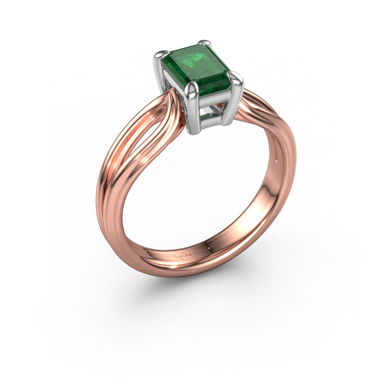 Verlobungsring Antonia eme 1 585 Roségold Smaragd 7x5 mm