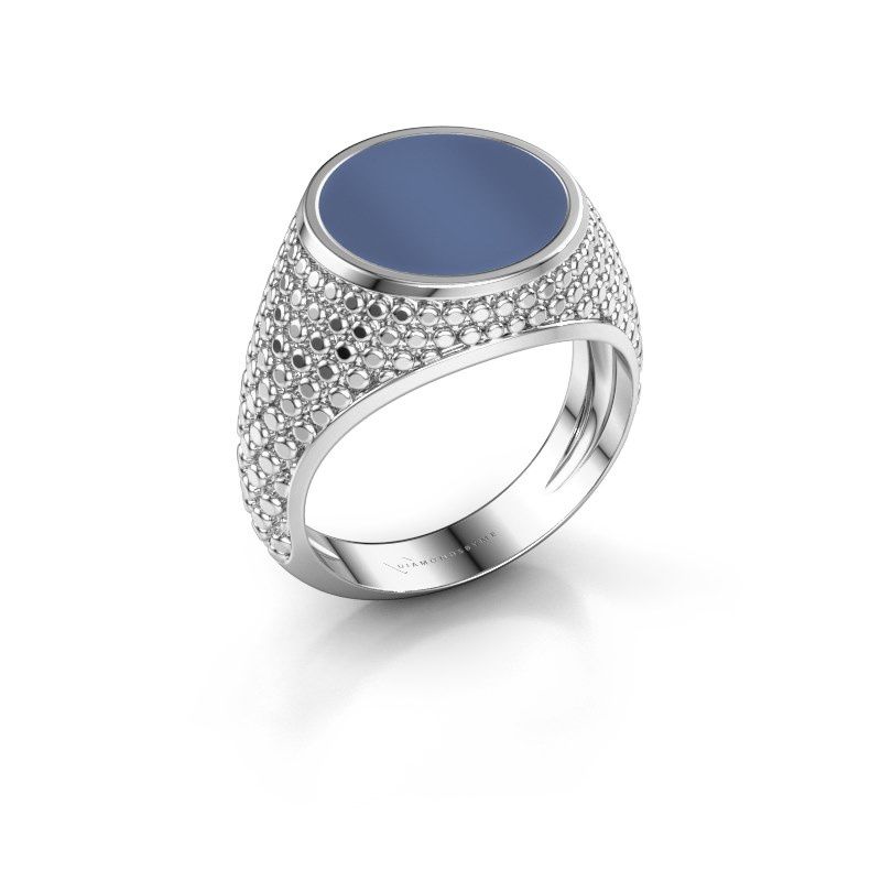 Chevalière Zachary 2 585 or blanc nicolo bleue 12 mm