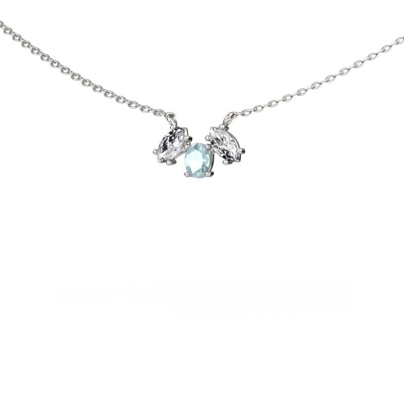 Kette Rachal 585 Weißgold Aquamarin 4x3 mm