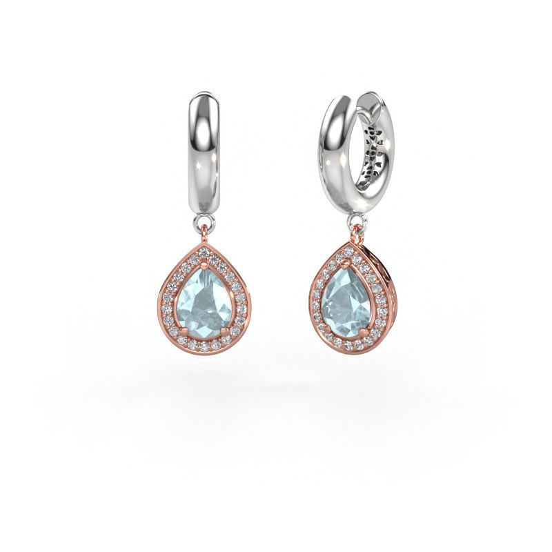 Pendants d'oreilles Barbar 1 585 or rose aigue-marine 7x5 mm