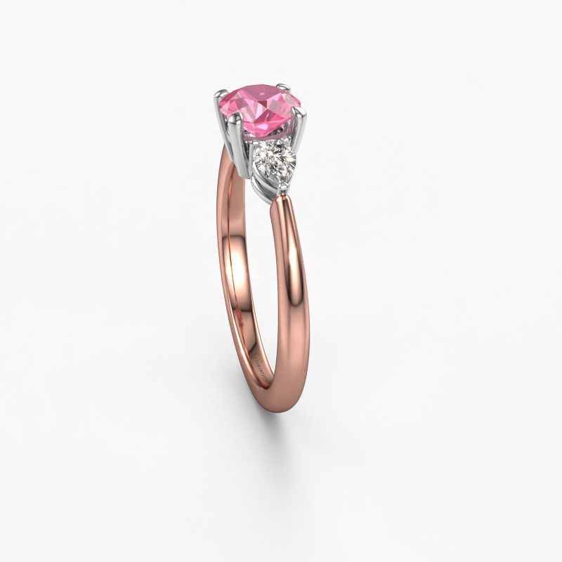 Afbeelding van Verlovingsring Chanou Rnd<br/>585 rosé goud<br/>Roze Saffier 5.7 Mm
