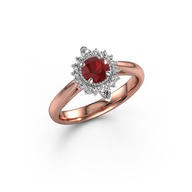 Engagement ring Susan 585 rose gold ruby 5 mm