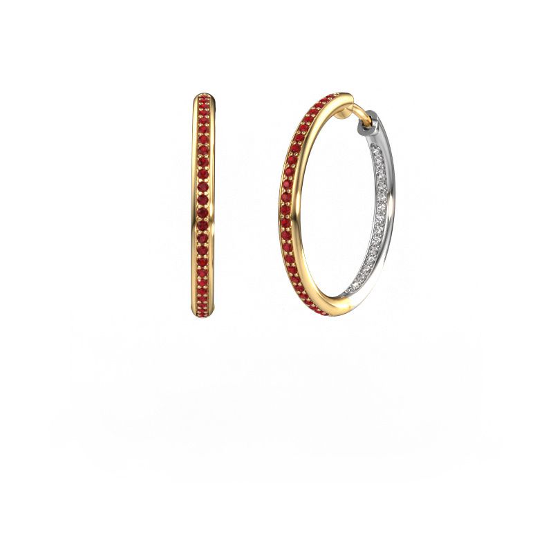 Hoop earrings Sina 20mm 585 gold ruby 1.1 mm