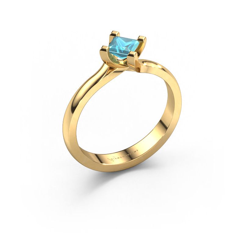Verlobungsring Dewi Square 585 Gold Blau Topas 4 mm