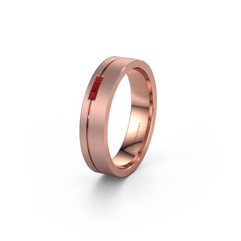 Wedding ring WH0158L14X 585 rose gold ruby ±4,5x1.4 mm