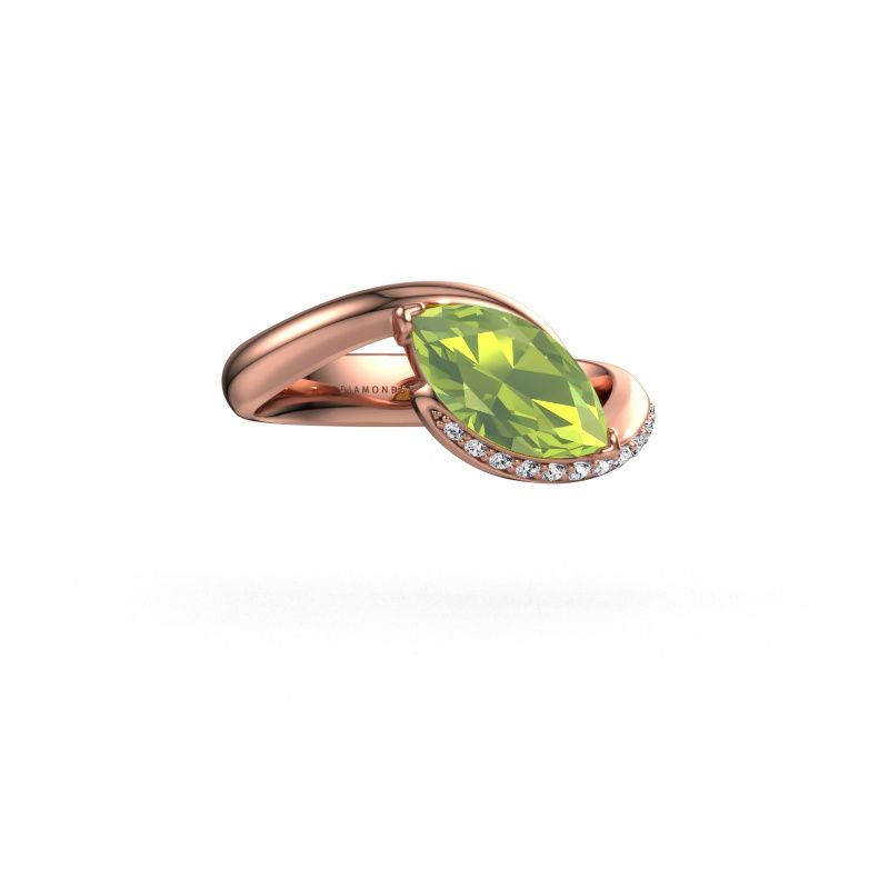 Bague de fiançailles Aida MRQ side 585 or rose péridot 11x5.5 mm