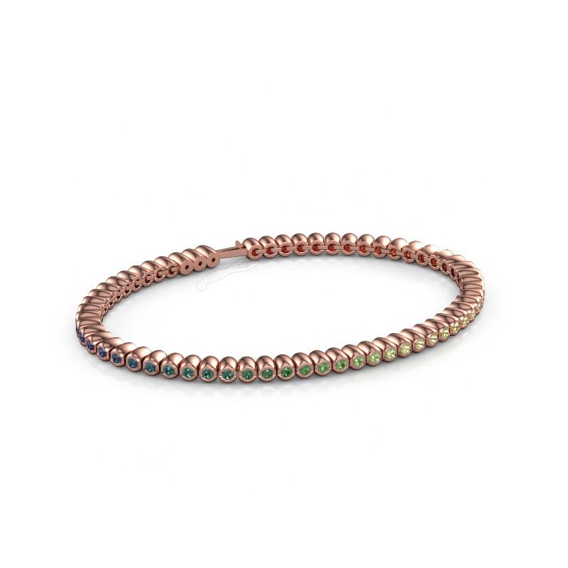 Tennis bracelet Bianca 2 mm rainbow 585 rose gold Rainbow sapphire 1 2 mm