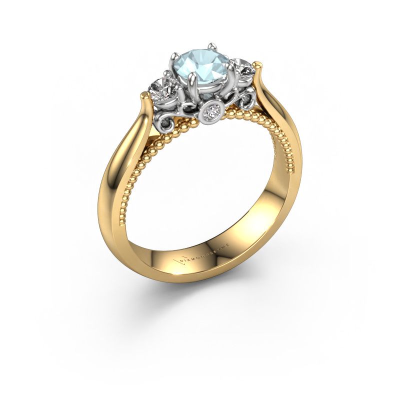 Engagement ring Tiffani 585 gold aquamarine 5 mm