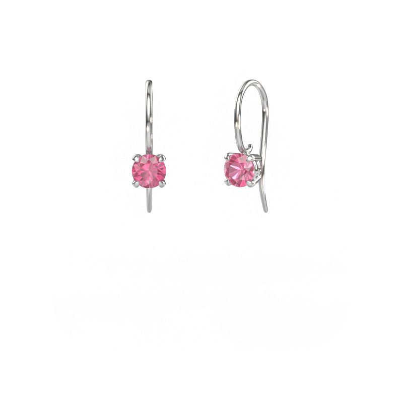 Ohrhänger Cleo RND 585 Weißgold Pink Saphir 5 mm