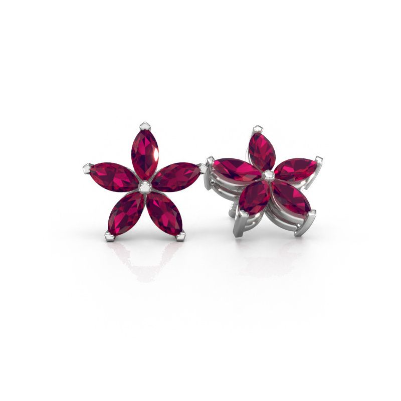 Clous d'oreilles Sylvana 950 platine rhodolite 5x2.5 mm