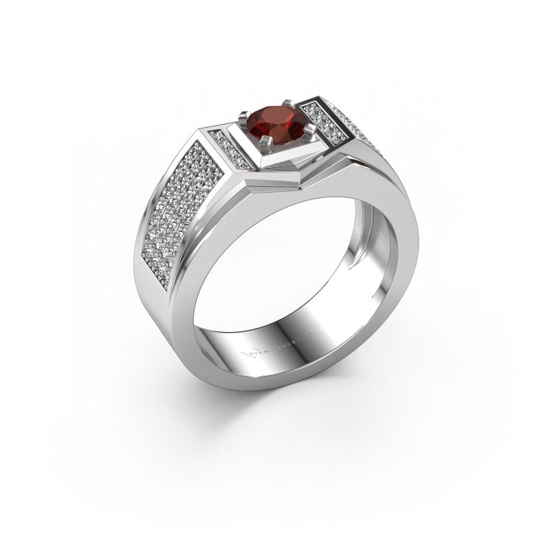 Men's ring Marcel 585 white gold garnet 5 mm