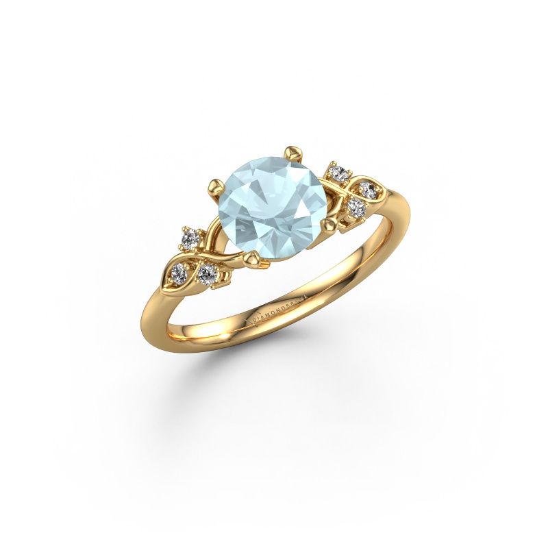 Engagement ring Azra RND 585 gold aquamarine 7 mm