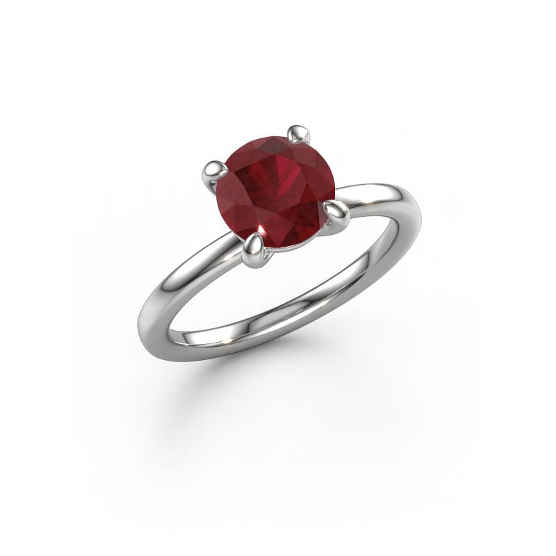 Verlovingsring Simone RND 1 950 platina robijn 7.3 mm
