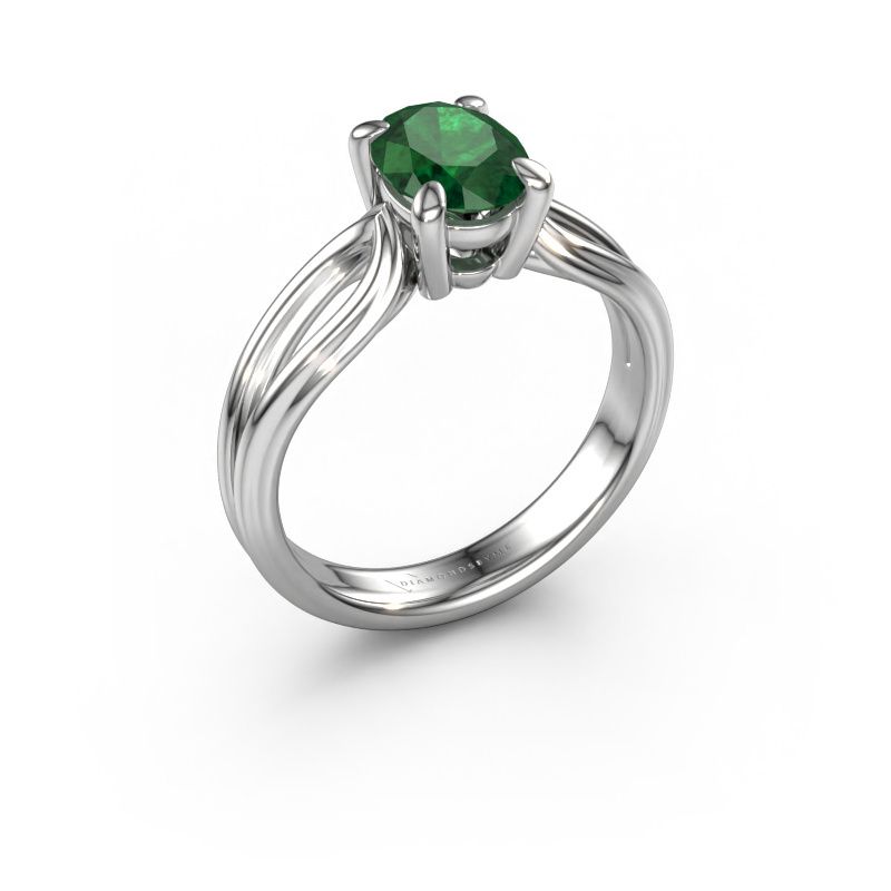 Verlobungsring Antonia ovl 1 950 Platin Smaragd 8x6 mm