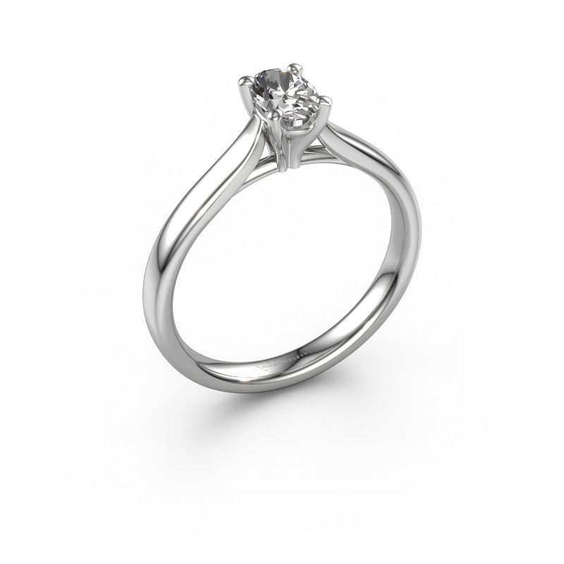 Verlovingsring Mignon OVL 1 585 witgoud zirkonia 8x6 mm