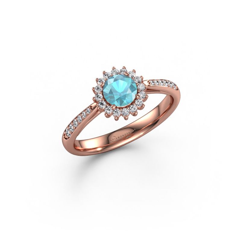 Bague de fiançailles Tilly RND 2 express 585 or rose topaze bleue 5 mm
