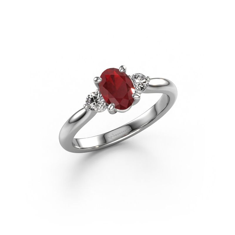 Engagement ring Lieselot OVL 950 platinum ruby 7x5 mm