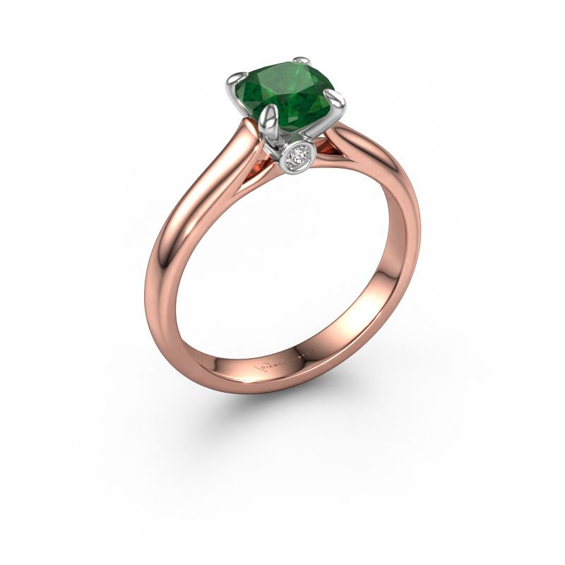 Verlobungsring Valorie cus 1 585 Roségold Smaragd 6 mm