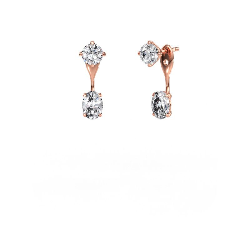 Drop earrings Kate RND-OVL 585 rose gold diamond 2.40 crt