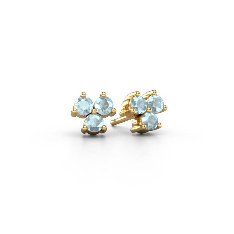 Oorstekers Shirlee 585 goud aquamarijn 3 mm