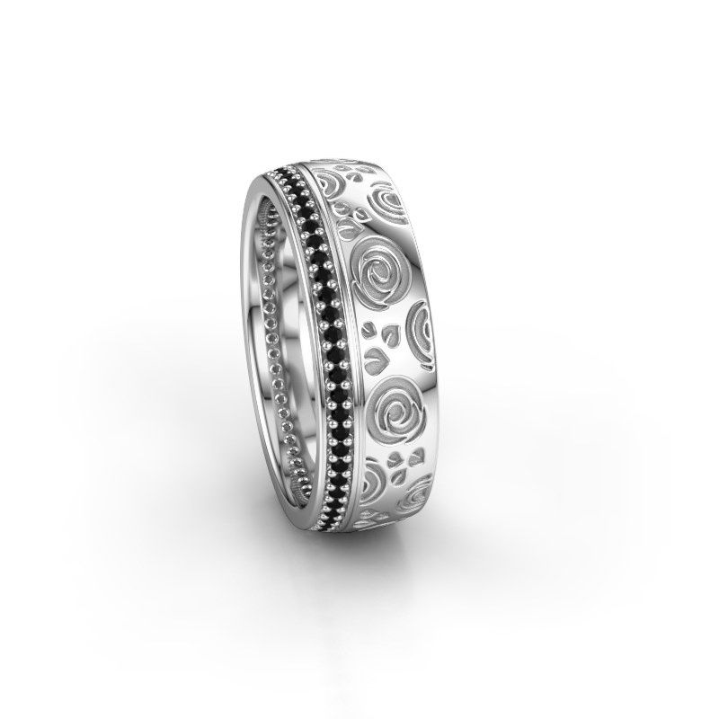 Image of Wedding ring WH2066L27D<br/>950 platinum ±7x2.4 mm<br/>Black diamond 0.354 crt