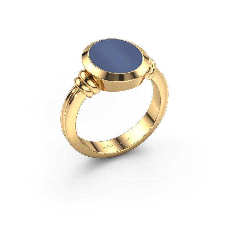 Siegelring Jake 2 585 Gold Blau Lagenstein 12x10 mm