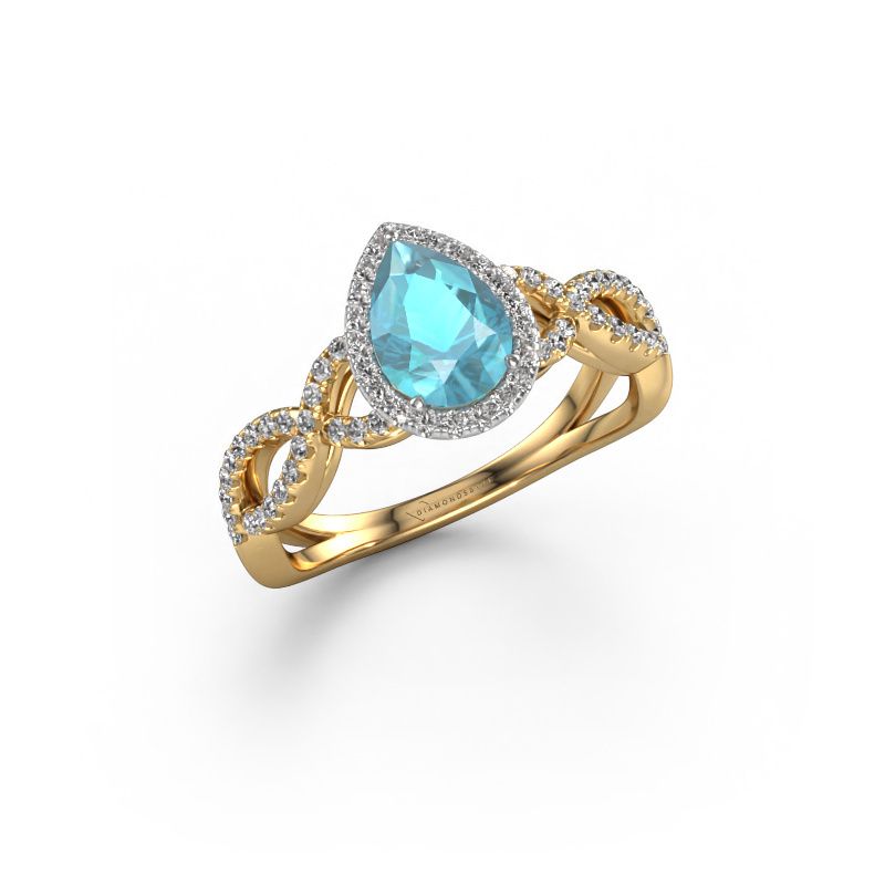 Verlobungsring Dionne pear 585 Gold Blau Topas 7x5 mm