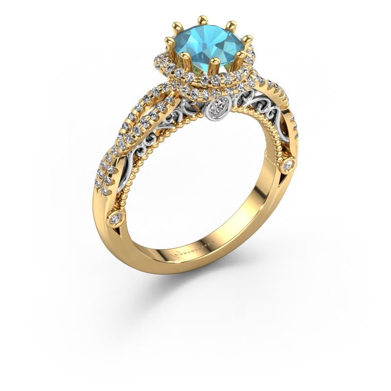 Verlovingsring Lysanne 585 goud blauw topaas 6.5 mm