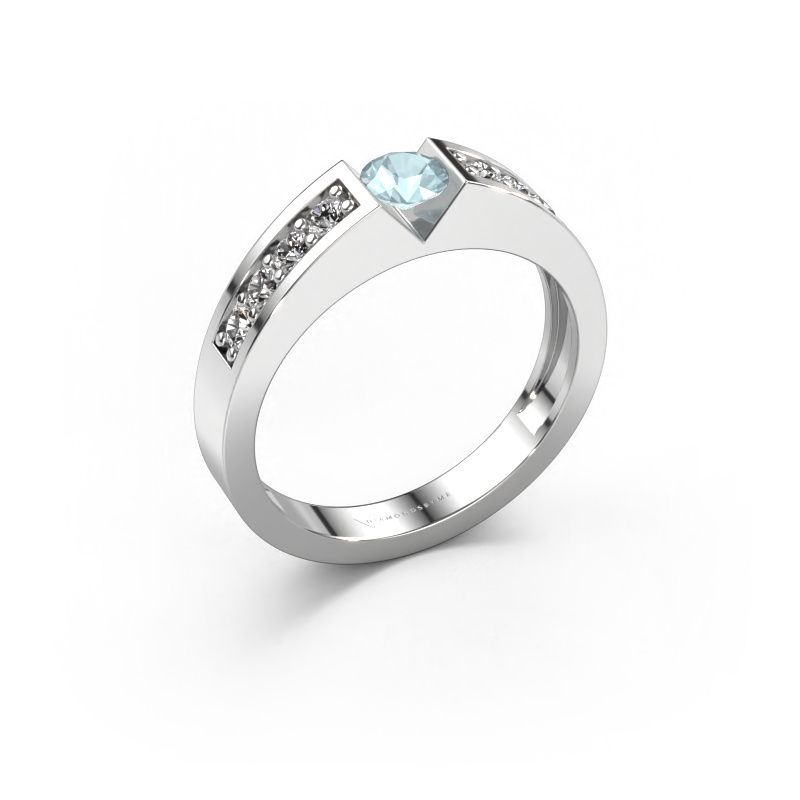 Engagement ring Lizzy 2 585 white gold aquamarine 4.2 mm