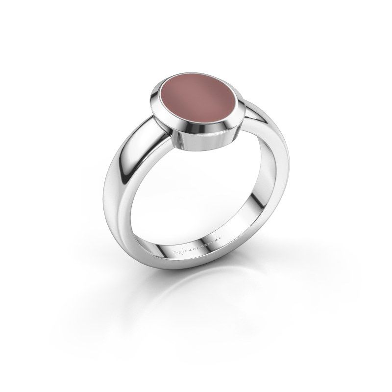 Afbeelding van Pinkring Oscar 1<br/>585 witgoud<br/>Carneool 10x8 mm