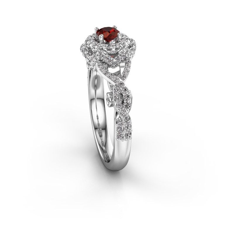 Afbeelding van Verlovingsring Cathryn<br/>585 witgoud<br/>Granaat 4 mm