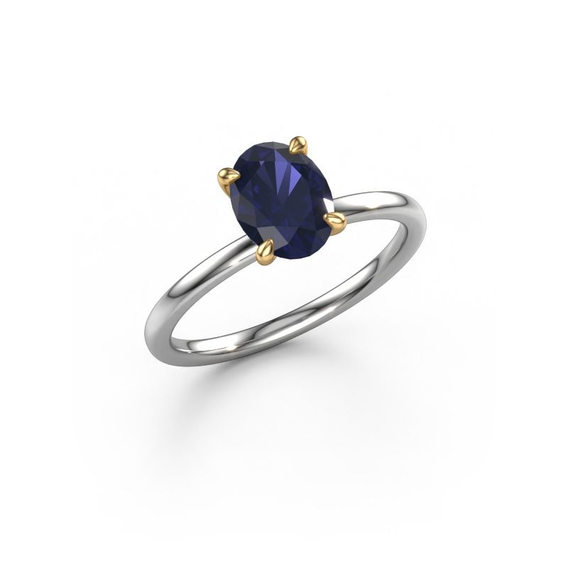 Engagement ring Crystal OVL 1 585 white gold sapphire 8x6 mm
