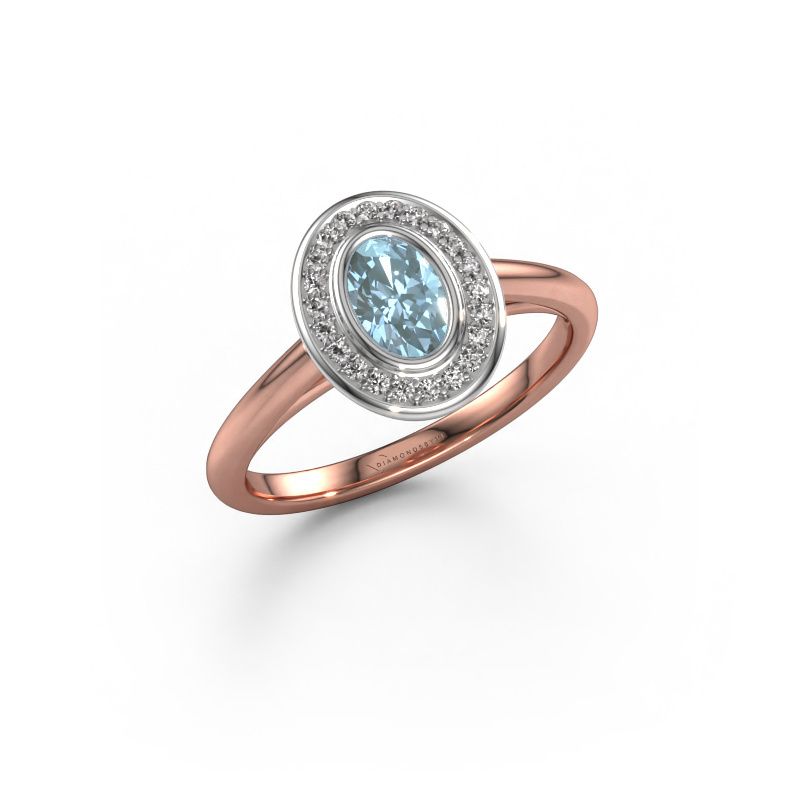 Engagement ring Noud 1 OVL 585 rose gold blue lab grown diamond 6x4 mm