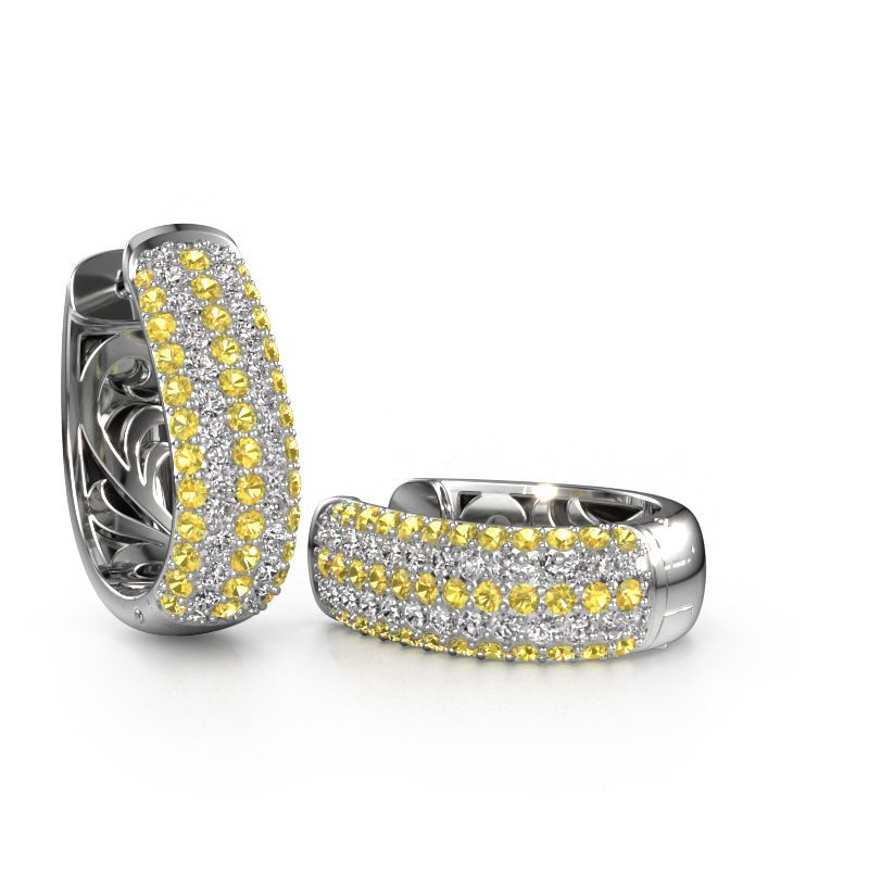 Hoop earrings Danika 12.5 B 585 white gold yellow sapphire 1.3 mm