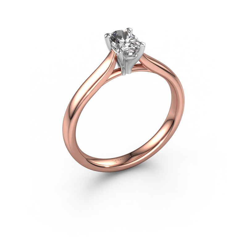 Verlovingsring Mignon OVL 1 585 rosé goud zirkonia 8x6 mm