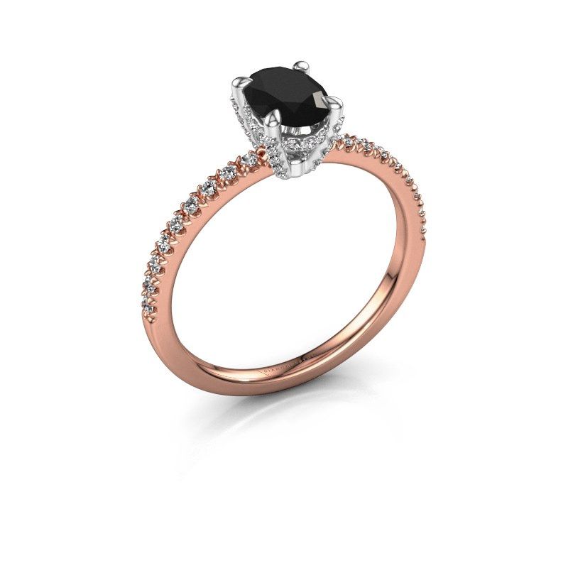 Image of Engagement ring saskia 1 ovl<br/>585 rose gold<br/>black diamond 1.33 crt