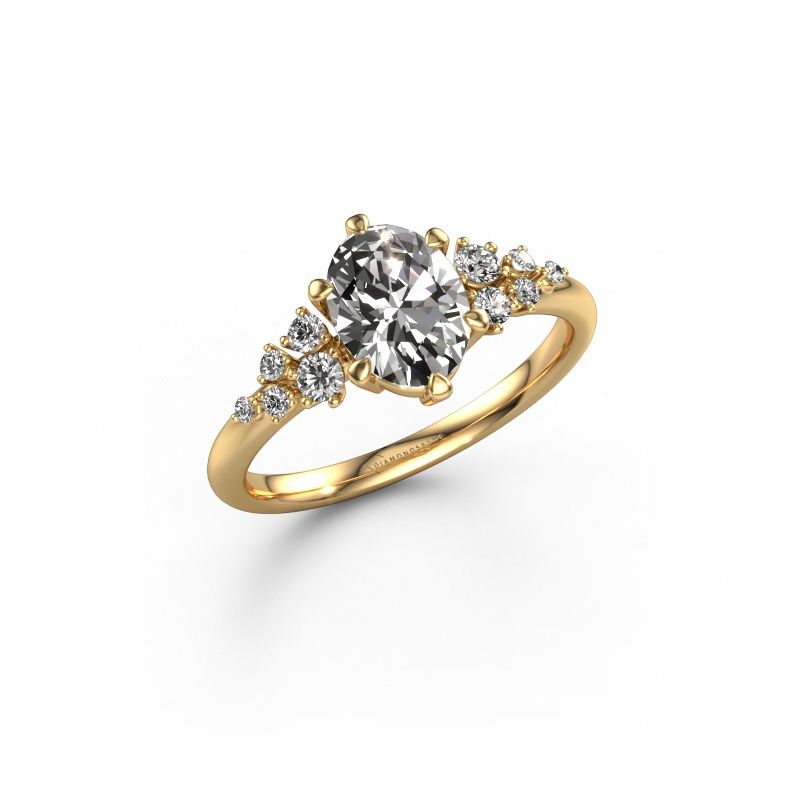 Verlovingsring Royce OVL 585 goud zirkonia 8x6 mm