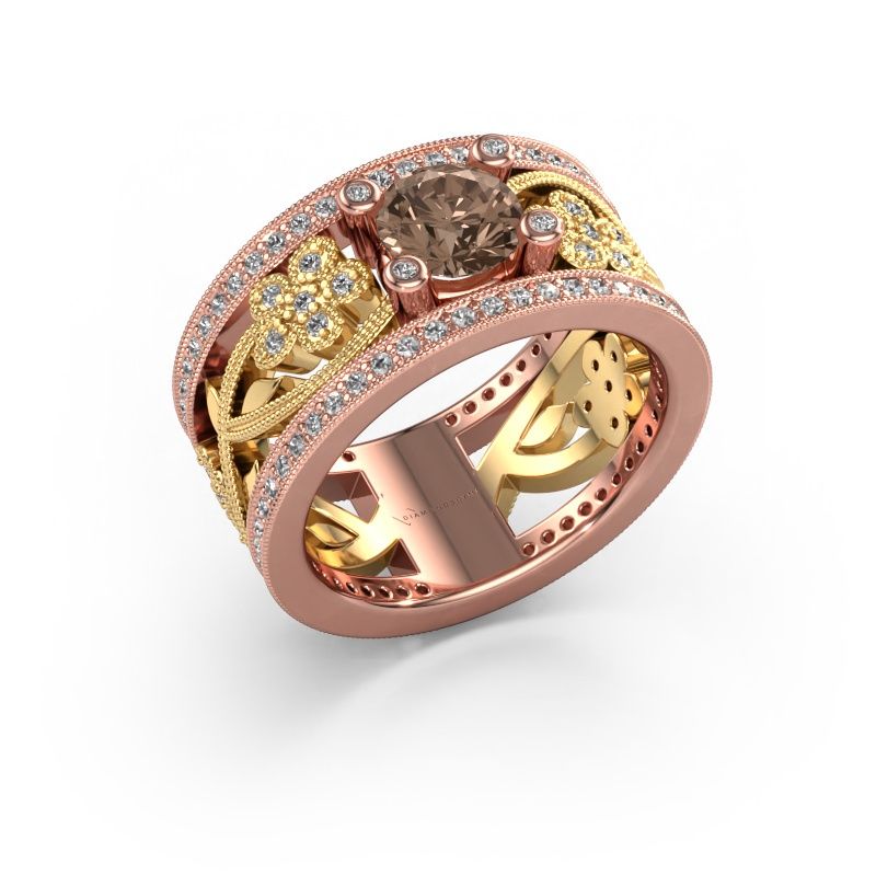 Ring Severine 585 rosé goud bruine diamant 1.405 crt