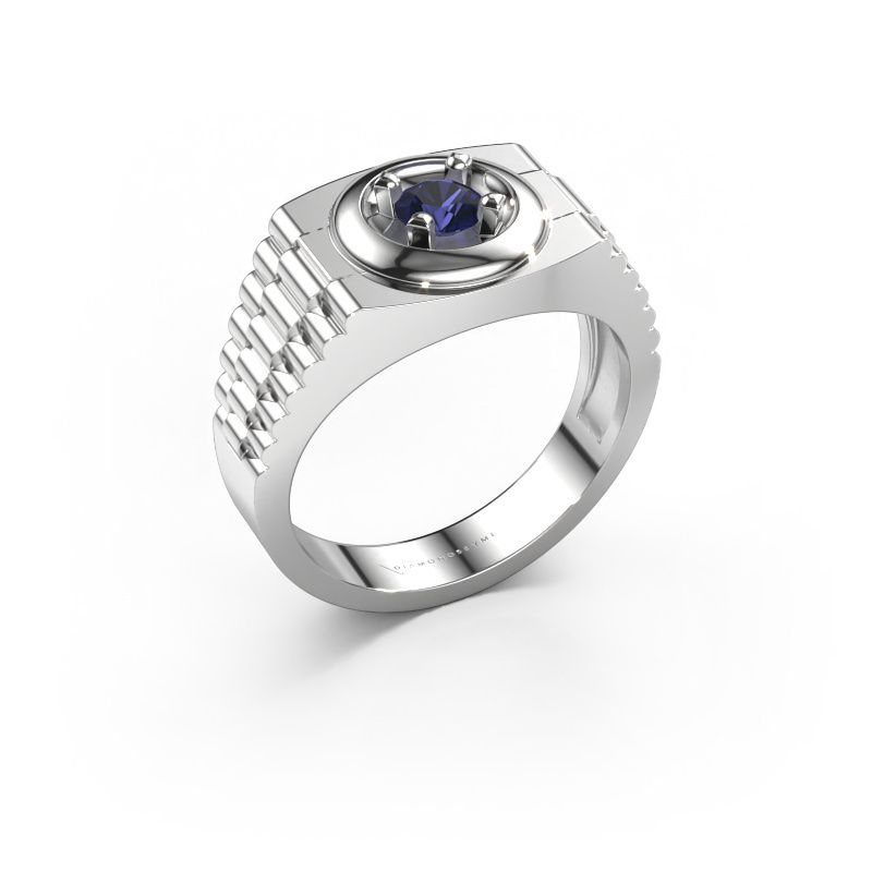 Herrenring Edward 585 Weißgold Saphir 4.7 mm