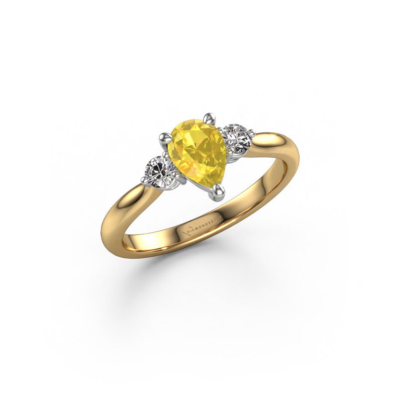 Bague de fiançailles Lieselot PER 585 or jaune saphir jaune 7x5 mm