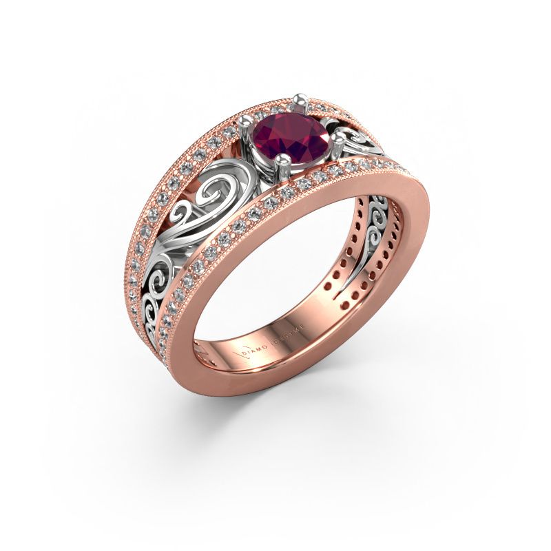 Verlovingsring Julliana 585 rosé goud rhodoliet 5 mm