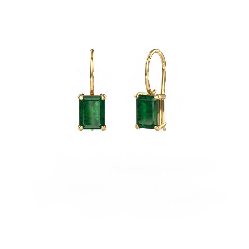 Drop earrings Cleo EME 585 gold emerald 8x6 mm