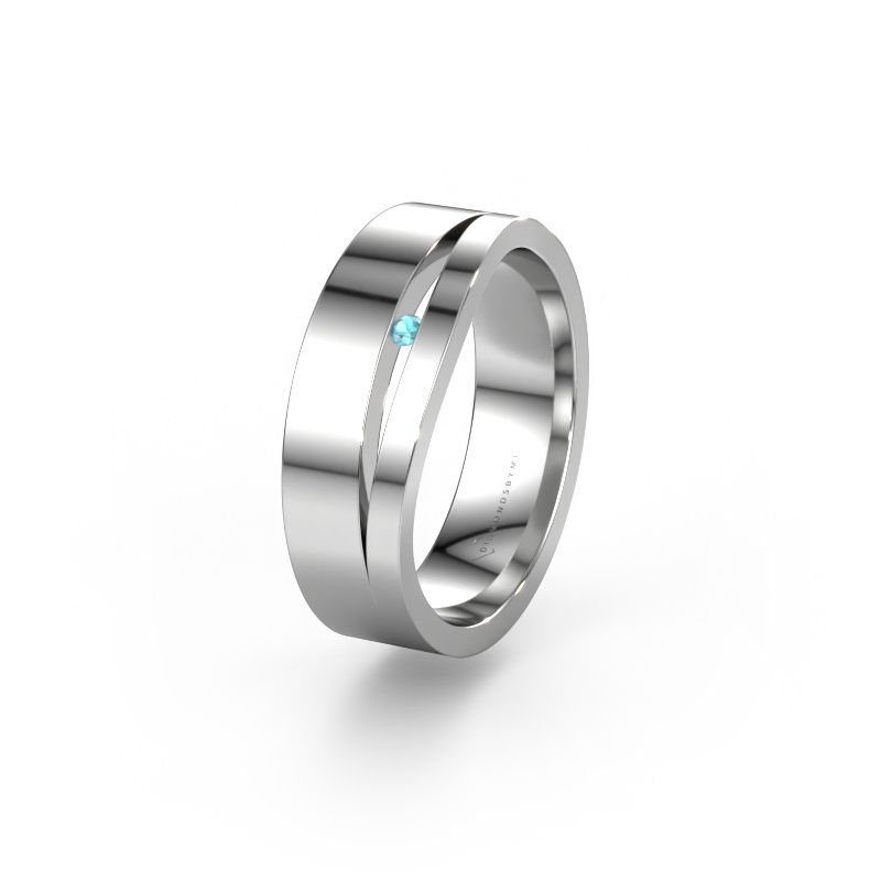 Trouwring WH6000L16AP 585 witgoud blauw topaas ±6x1.7 mm